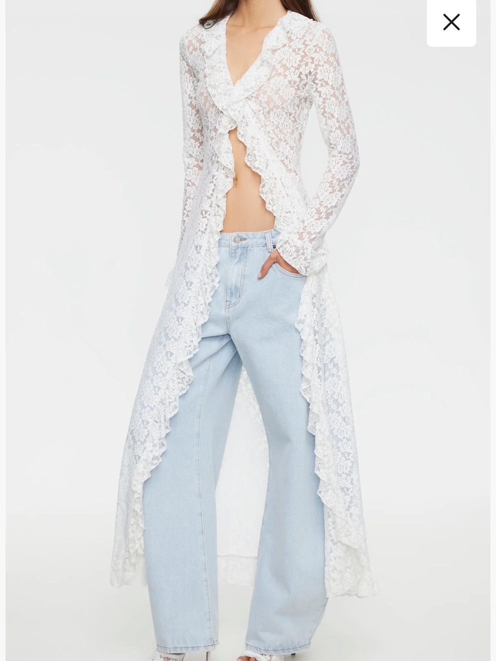 Lioness White Lace Ruffled Maxi Duster - Picture 3 of 3